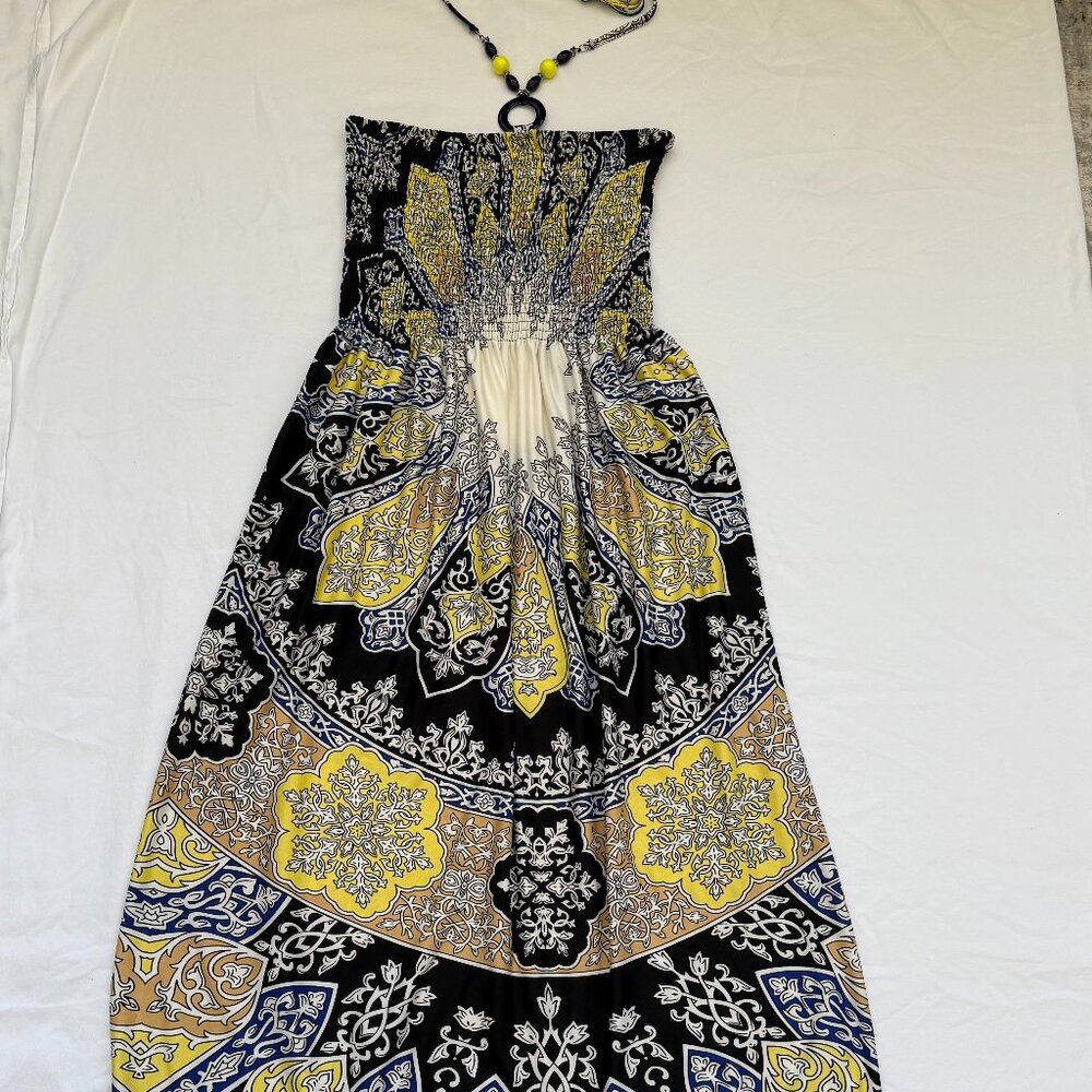 1X-PLUS SIZE Multicolor Boho Halter Maxi Sundress Bohemian